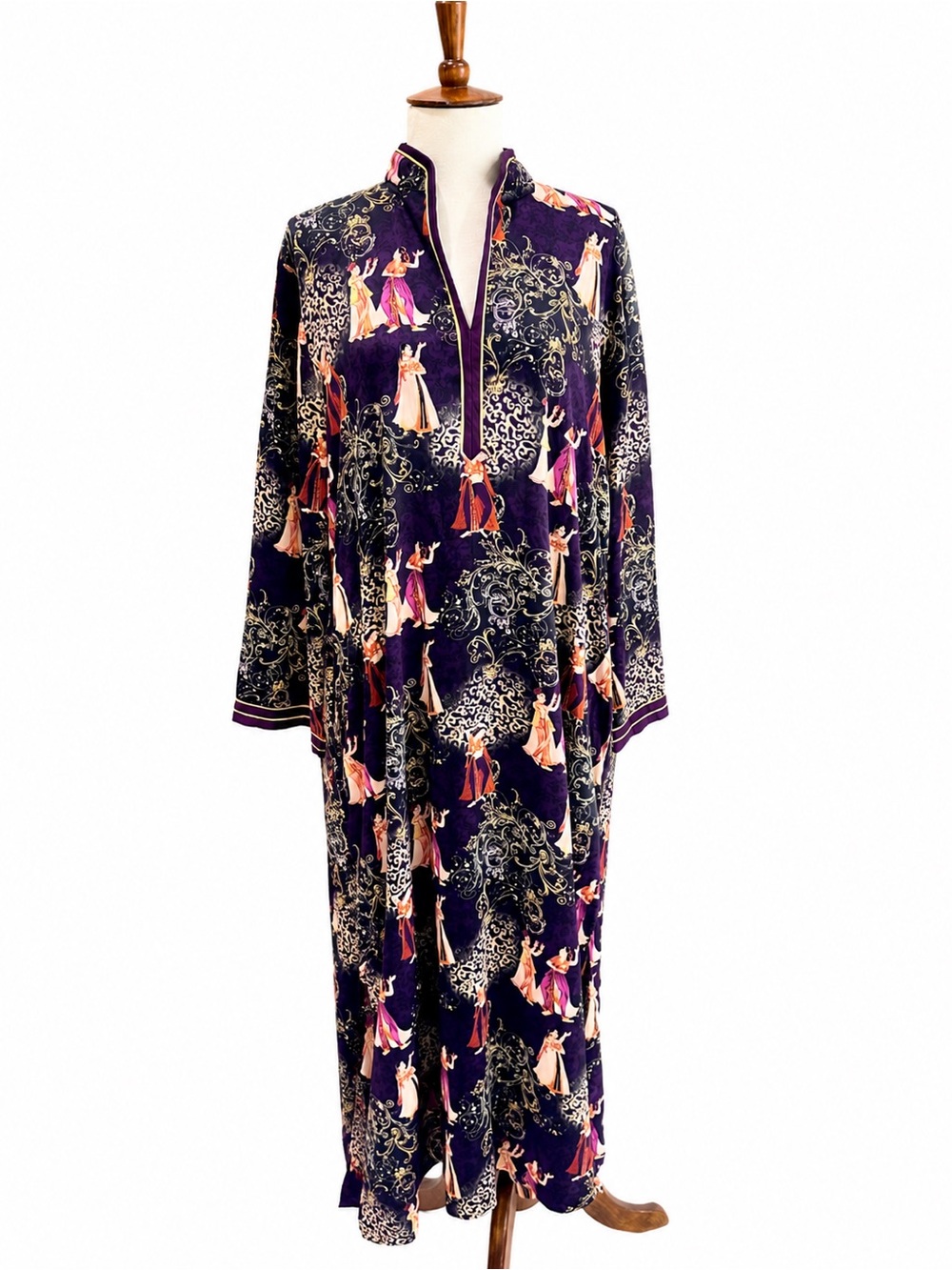 Natori House Dress Mumu Asian Women's Purple Printed Long Nightgown S